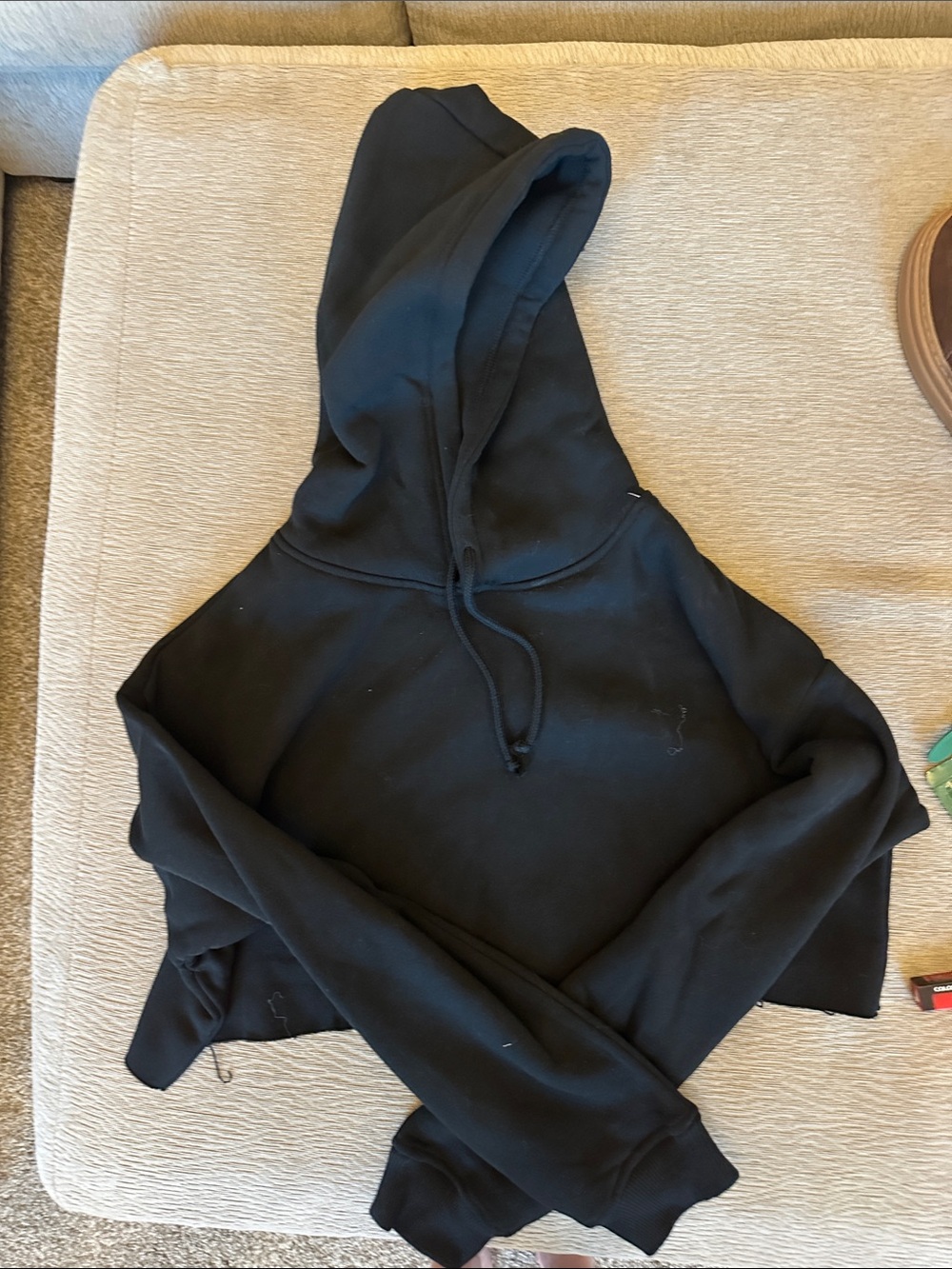 Forever 21 Black Cropped Hoodie Sweater